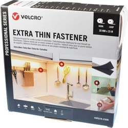 Velcro Extra Thin Fastener Αυτοκόλλητη Ταινία Στήριξης Χαμηλού Προφίλ Λευκή 20mm x 25m Vel-PS20015