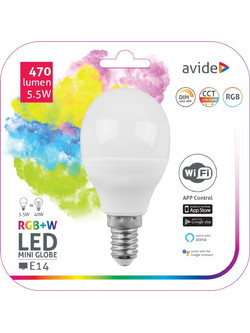Avide LED Smart Σφαιρική 5.5W RGB+W WIFI APP Control