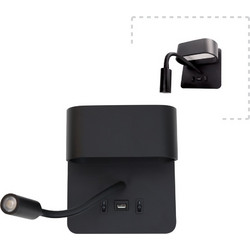 Apple Επιτοίχιο φωτιστικό LED 9W 3000K από μαύρο μέταλλο D:16cm (43036-BL)