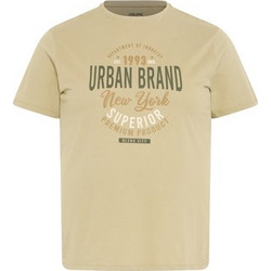 T-SHIRT K/M BLEND ΒΑΜΒΑΚΕΡΟ ΣΤΑΜΠΩΤΟ - CAMEL