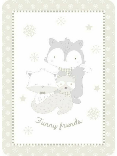 KikkaBoo Funny Friends Raccoon Κουβέρτα Κούνιας Βελουτέ 110x140 Μπεζ