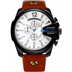 Curren Ανδρικό Ρολόι με Καφέ Δερμάτινο Λουράκι 8176 Brown/Black
