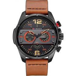 Curren Ανδρικό Ρολόι με Καφέ Δερμάτινο Λουράκι 8259 Brown/Black