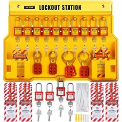 VEVOR Σετ Ασφαλείας Lockout Tagout 58 τεμ. Το Ηλεκτρικό Κιτ Ασφαλείας Loto Περιλαμβάνει Λουκέτα, Σταθμό Αποκλεισμού, Χασπ, Ετικέτες & Δεματικά, Εργαλεία Ασφαλείας Lockout Tagout για Βιομηχανία, Ηλεκτρ