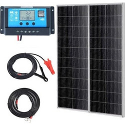 VEVOR 200W Μονοκρυσταλλικό Κιτ Ηλιακού Πάνελ 2PCS Ηλιακά Πάνελ & Ρυθμιστής Φόρτισης
