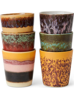 Κούπες κεραμικές HKliving 70s Coffee Valley (σετ 6 τεμ.) 7,5 x 7,5 x 8 cm/230 ml
