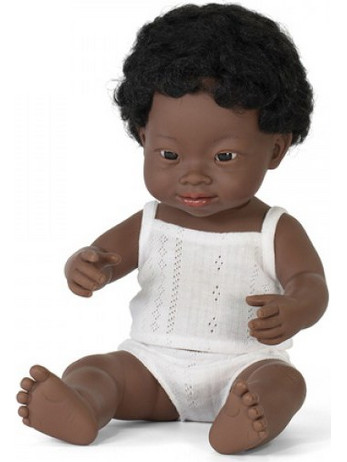 Minilland African Boy Down Syndrome με Εσώρουχα 38cm ME31175