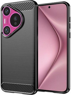 Techsuit Carbon Silicone Back Cover Black (Huawei Pura 70)