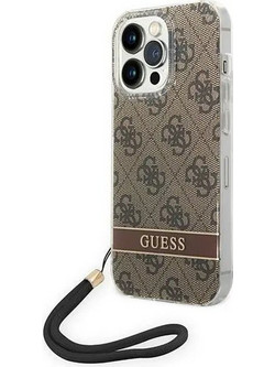 Guess Print Strap Back Cover Brown (iPhone 14 Pro Max)