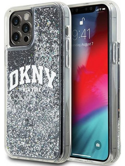 DKNY Liquid Glitter Big Logo Back Cover Black (iPhone 12 / 12 Pro)