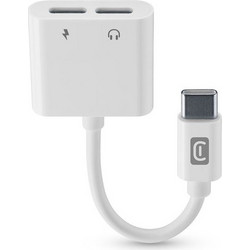 Cellular Line Split Sound & Charge 2xType-C White Αντάπτορας Φόρτισης