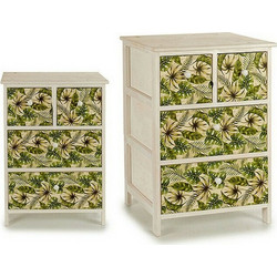 Ραφιέρα Αποθήκευσης με 3 Συρτάρια Light Natural / Green Μ50xΠ32xΥ69εκ. MDF