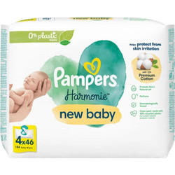 Pampers New Baby Μωρομάντηλα Χωρίς Οινόπνευμα & Άρωμα 4x46τμχ