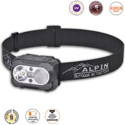 Alpin 386UV Επαναφορτιζόμενος Φακός Κεφαλής Led Αδιάβροχος IP67 420lm