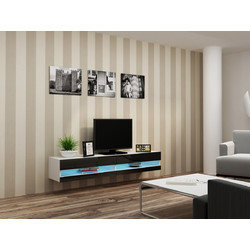 Έπιπλο Τηλεόρασης Ξύλινο Vigo New με Φωτισμό LED White / Black Gloss Μ180xΠ30xΥ40cm