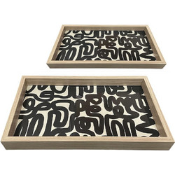 Espiel SOF203 Σετ 2 MDF Διακοσμητικοί Δίσκοι σε Λευκό και Μαύρο με Ξύλο