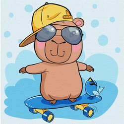 Ζωγραφίστε με αριθμούς - Capybara σε skateboard