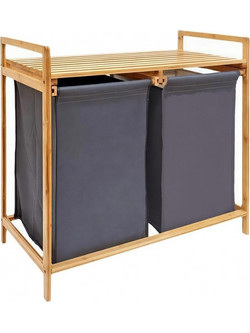Καλάθι απλύτων διπλό Nextdeco μπαμπού Υ67x70x36.5εκ