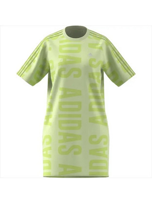 Adidas Oversized Allover Print Mini Καλοκαιρινό Αθλητικό Φόρεμα Κίτρινο HD1719