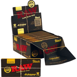 RAW Artesano Χαρτάκια Black Classic - Ακατέργαστο - King Size Slim με Τζιβάνες και Δισκάκι 15τεμ