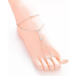 Fetish Feet Diamond Chain Alloy Anklet Silver