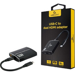 CABLEXPERT USB-C TO DUAL HDMI ADAPTER 4K 60HZ BLACK RETAIL PACK
