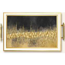 Δίσκος Σερβιρίσματος 244KNG1670 50x29x3,5cm Multi-Gold Aberto Design Γυαλί