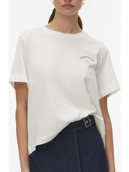 VERO MODA VMSOPHIE METTE SS TOP BOX JRS GA 10341351-Snow WhiteSWEETHEART OffWhite