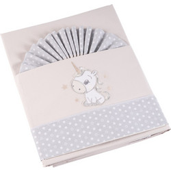 Kipper Flamingo Pony Σετ Βρεφικά Σεντόνια Κούνιας Βαμβακερά 70x140 Grey