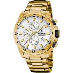 Festina Ανδρικό Ρολόι Χρονογράφος με Χρυσό Μεταλλικό Μπρασελέ F20541/1