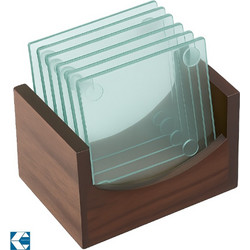 Σουβερ Γυάλινο Τετράγωνο 9x9cm σε βάση ξύλινη 6 τεμαχίων Galifas 7971620 - Galifas