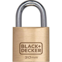 Black & Decker Ασφαλείας Λουκέτο από Ανθεκτικό Ορείχαλκο 30mm με 3 Κλειδιά, 23199 - Black & Decker