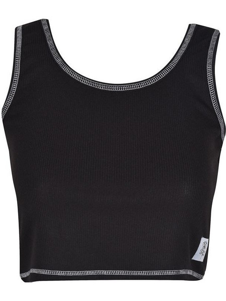 Μπλούζα Crop Top Πυτζάμας Αμάνικη Ribbed Μαύρη - One Size