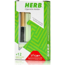 Herb Cigarette Holder Πίπα Καπνίσματος & Ανταλλακτικά Φίλτρα 12τμχ