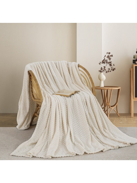 Κουβέρτα Fleece Ημίδιπλη (180x240) AdamHome 550 Ecru