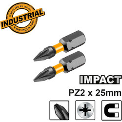 Ingco Κατσαβιδόμυτες 1/4" Pz2x25mm (2 τεμ) - SDBIM71PZ225