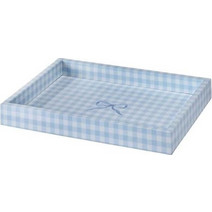 Δίσκος Oρθογώνιος Γαλάζιος Καρό Λάκα Gingham Blue Scalloped Mικρός Addison Ross (27x20 cm)