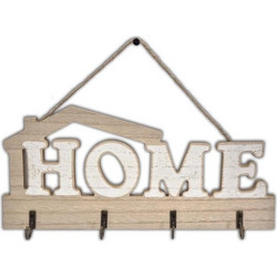 Κρεμάστρα Τοίχου Ξύλινη Με Σχέδιο Home Καφέ 30x13cm