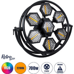 Επαγγελματικό φωτιστικό εφέ Digital Matrix Pixel & Blinder 7x100W LED COB θερμό χρώμα φωτός 2200K & 168x0.5W LED RGB - LK-51196