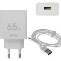 Treqa CS-228 Φορτιστής με Καλώδιο Micro USB με Θύρα USB-A 65W Quick Charge 3.0 White