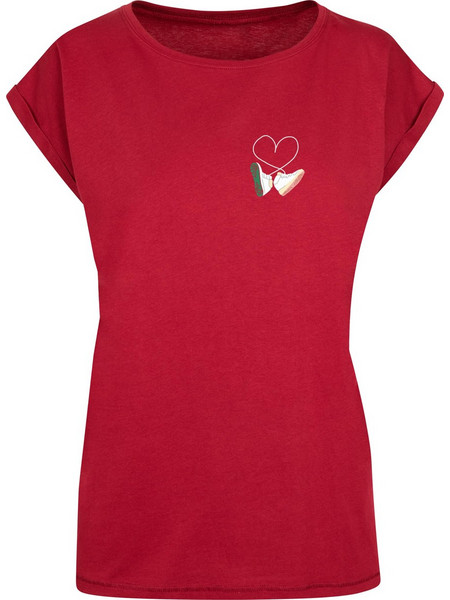 Ladies Kicks Love Extended Shoulder Tee burgundy