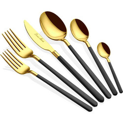 Μαχαιροπίρουνα Allegra (Σετ 36Τμχ) 645DRM1223 Gold-Black Hermia 36 τμχ Ανοξείδωτο Ατσάλι