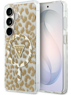 Guess IML Leopard Print Triangle MagSafe Back Cover Brown (Samsung Galaxy S26)