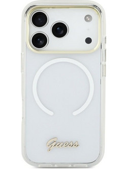Guess IML Gradient Script Metal MagSafe Case for iPhone Air - White