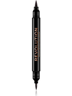 Makeup Revolution Thick & Thin Dual Liquid Black Πινέλο Eyeliner