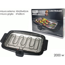 Dictro Lux 802901 Ηλεκτρική Ψησταριά Σχάρας 2000W με Ρυθμιζόμενο Θερμοστάτη 47x28cm