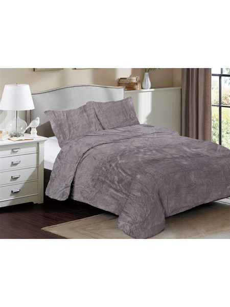 Κουβέρτα Coral Fleece Solid 06 160X220 Grey 100% Polyester Dimcol