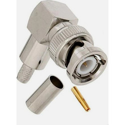Φις BNC Αρσενικό Πρέσσας 90 GBC 30.2853.00 για RG58 - 50 Ohm, Ορείχαλκος & PTFE