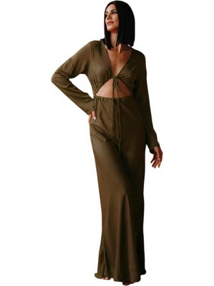 Studio TIA Hera Maxi Φόρεμα Καφέ HERA-M-D-BUTTERNUT
