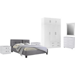 ΣΕΤ ΚΡΕΒΑΤΟΚΑΜΑΡΑΣ 6ΤΜΧ CARLY HM10884.05 ΜΕΛΑΜΙΝΗ ΛΕΥΚΗ-ΥΦΑΣΜΑ ΓΚΡΙ